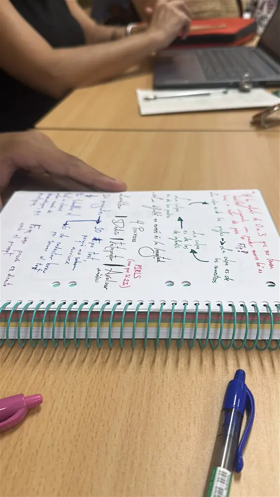 Llibreta d'un docent amb notes a mà de la sessió